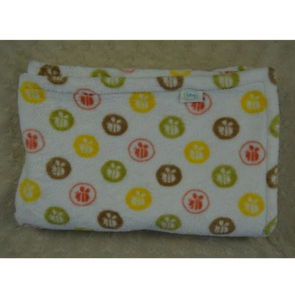 Disney Honeybee Baby Blanket White Green Yellow Orange Brown Bee Circles Lovey - Picture 1 of 6